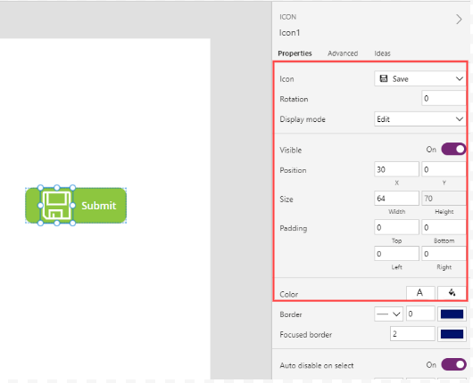 Adding a save icon in button in a container for style