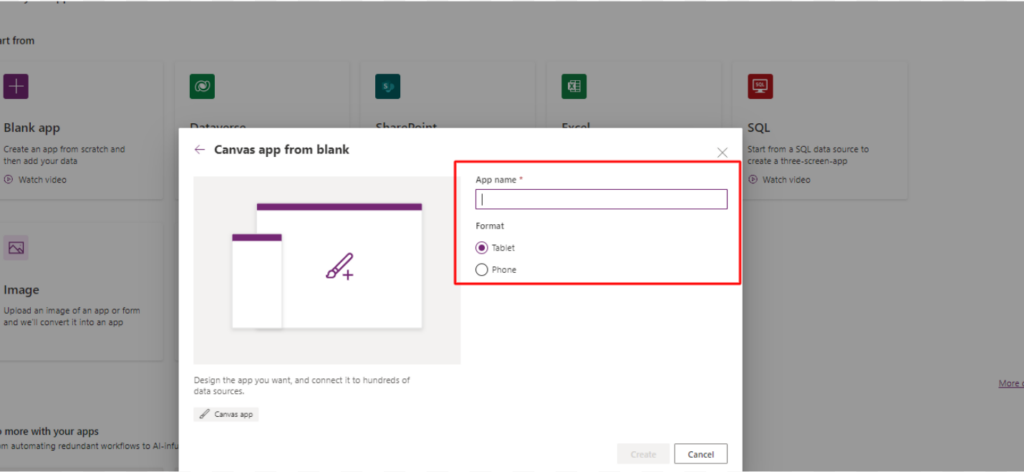 Naming the a new blank canvas app to perform PATCH A SharePoint Date & Time Column in PowerApps