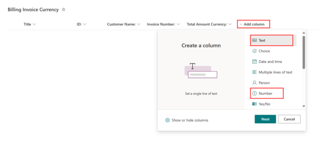 New Column adding in sharepoint-list to updates a sharepoint currency column using patch function in PowerApps