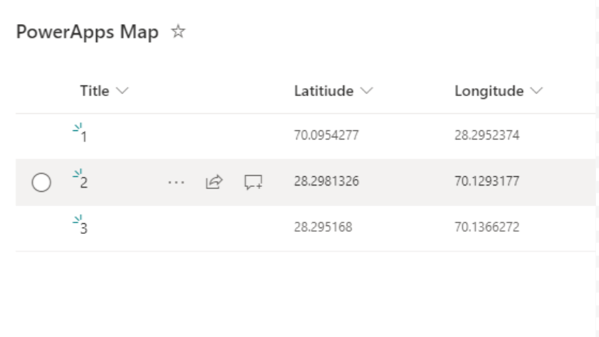 New Sharepoint list creation for Maps in PowerApps by using column names longitude and latitude