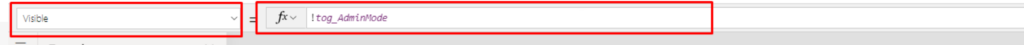 Utilizing the code in the Visible property of the button or Concealing the button when our app is not in Admin Mode for Power Apps Loading Spinners