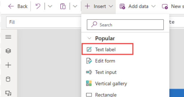 Adding a Label at top of the screen bearing the text Hyperlink to perform Hyperlink Column the Patch Function in Power Apps