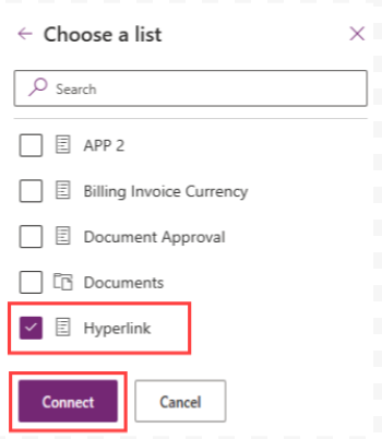 Choose a list section to perform Hyperlink Column the Patch Function in Power Apps